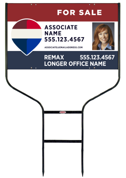 Round Rod Frame and Associate Name w Photo Sign Panel Unit, 18h x 30w, Steel